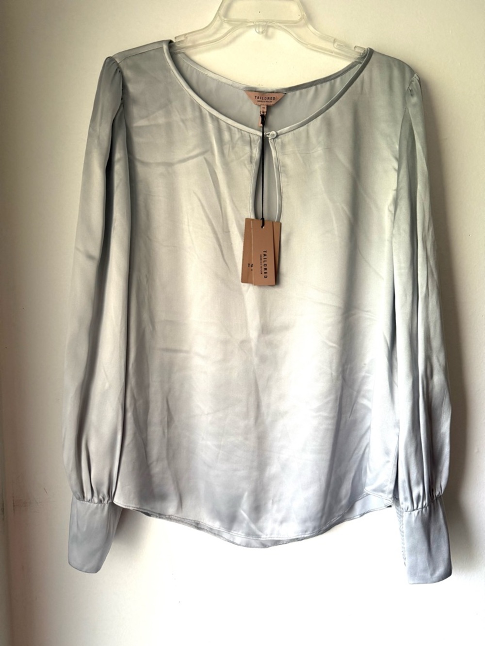 NWT $295 Rebecca Taylor 100% Silk Blouse Dusty Blue Women Size 16